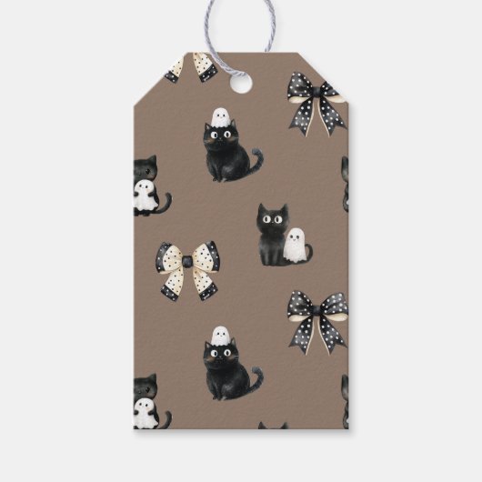 Katten houden geesten op bruine Halloween Gift Bag Cadeaulabel (Voorkant)