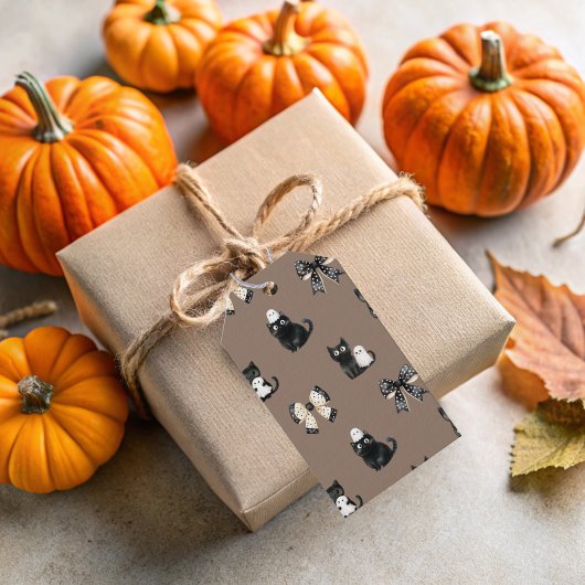 Katten houden geesten op bruine Halloween Gift Bag Cadeaulabel