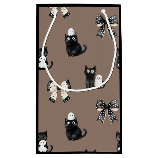 Katten houden geesten op zwarte Halloween Gift Bag Klein Cadeauzakje (Achterkant)