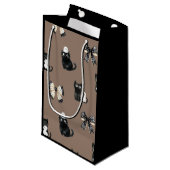 Katten houden geesten op zwarte Halloween Gift Bag Klein Cadeauzakje (Voorkant Gekanteld)