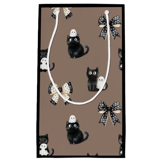 Katten houden geesten op zwarte Halloween Gift Bag Klein Cadeauzakje (Voorkant)