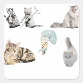 katten houden van geweldige katten vierkante sticker