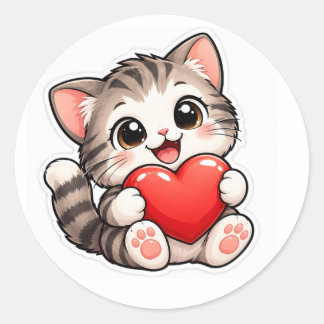 katten houden van ronde sticker