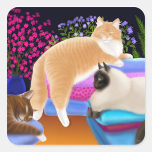 Katten houden van schone was vierkante sticker