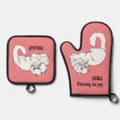 Katten houden van vis ovenwant & pannenlap set (Voorkant)