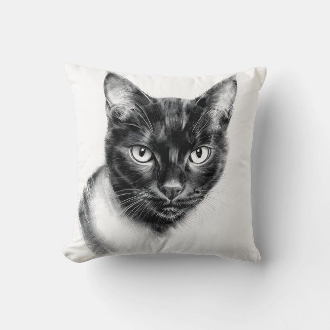 Katten Houtskool Kussen (Voorkant)