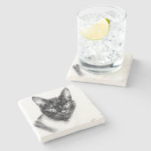 Katten Houtskool Stenen Onderzetter (Zijkant)