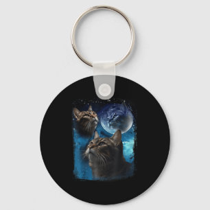 Katten huilen bij Moon Funny Three Cat Howling Sleutelhanger