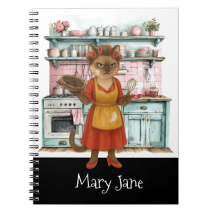 Katten Huis vrouw is aan het koken in de Keuken Notitieboek