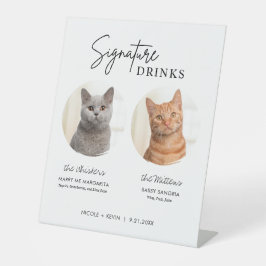 Katten Huwelijk Handtekening Dranken Cocktail Bar  Reclamebord Met Voetstuk