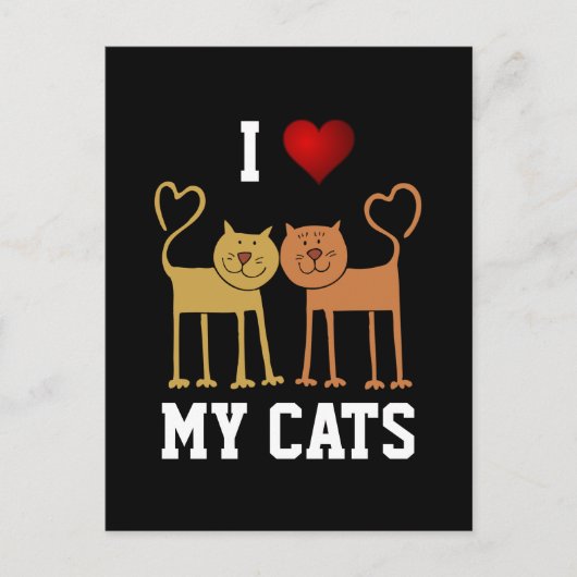 Katten: Ik hou van mijn katten Briefkaart (Voorkant)