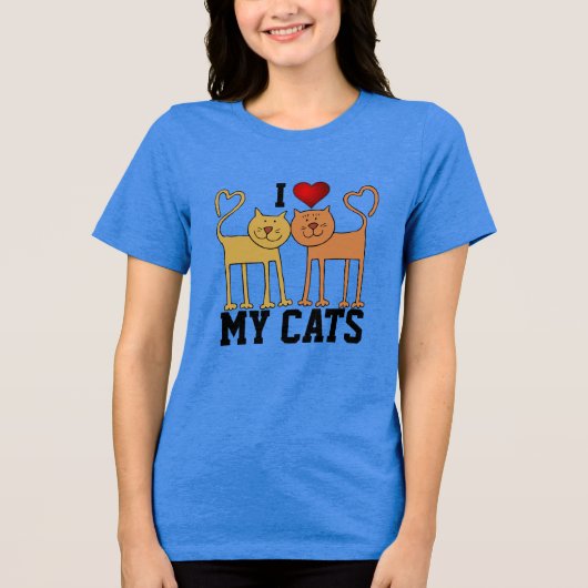 Katten: Ik hou van mijn katten Tri-Blend Shirt (Voorkant)