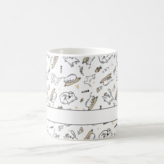 🐾 Katten Illustratie Naam of Monogram Kat Lover's Koffiemok (Center)