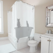 Katten in badkuip douche Silhouette Schaduw Grappi Douchegordijn (In situ)