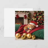 Katten in bank kerstthema feestdagenkaart (Voorkant / Achterkant)
