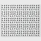 Katten in Black Silhouette Pattern Dier Cadeaupapier (Vlak)