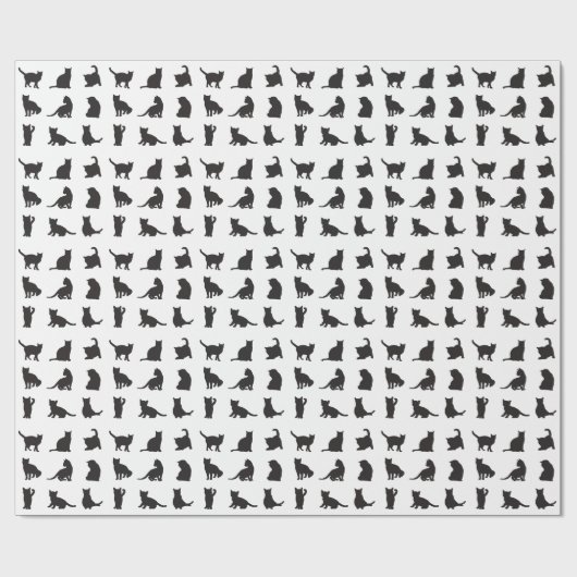 Katten in Black Silhouette Pattern Dier Cadeaupapier (Vlak)
