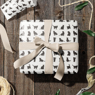 Katten in Black Silhouette Pattern Dier Cadeaupapier