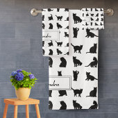 Katten in Black Silhouette Pattern met voornaam Bad Handdoek