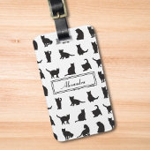 Katten in Black Silhouette Pattern met voornaam Bagagelabel