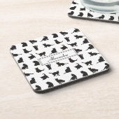 Katten in Black Silhouette Pattern met voornaam Bier Onderzetter (Linkerzijde)