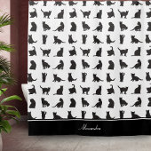 Katten in Black Silhouette Pattern met voornaam Douchegordijn