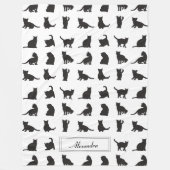 Katten in Black Silhouette Pattern met voornaam Fleece Deken (Voorkant)