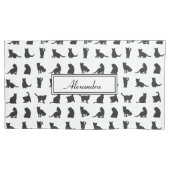 Katten in Black Silhouette Pattern met voornaam Kussensloop (Voorkant)