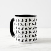 Katten in Black Silhouette Pattern met voornaam Mok (Voorkant links)