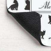 Katten in Black Silhouette Pattern met voornaam Muismat (Hoek)