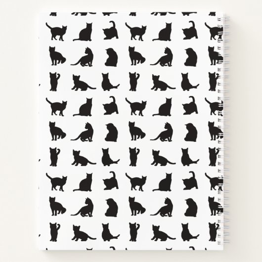 Katten in Black Silhouette Pattern met voornaam Notitieboek (Achterkant)
