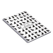 Katten in Black Silhouette Pattern met voornaam Notitieboek (Rechterzijde)