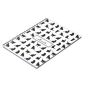 Katten in Black Silhouette Pattern met voornaam Notitieboek (Linkerzijde)