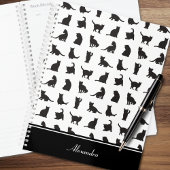 Katten in Black Silhouette Pattern met voornaam Planner
