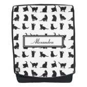 Katten in Black Silhouette Pattern met voornaam Rugtassen (Voorkant)