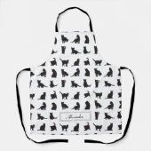 Katten in Black Silhouette Pattern met voornaam Schort (Voorkant)
