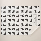 Katten in Black Silhouette Pattern met voornaam Sherpa Deken (Voorkant (horizontaal))