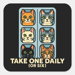 Katten in blisterverpakking Geneesmiddel voor gelu Vierkante Sticker