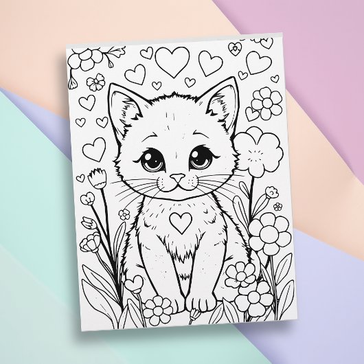 Katten in bloemen kleurplaat