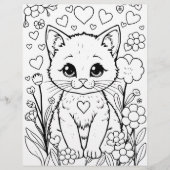 Katten in bloemen kleurplaat (Voorkant)