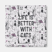 Katten in Bomen Leuk Silhouet Patroon Personaliser Magneet (Voorkant)