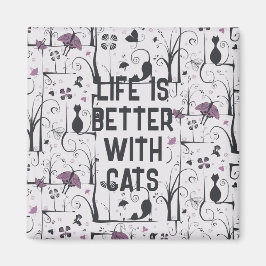 Katten in Bomen Leuk Silhouet Patroon Personaliser Magneet