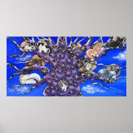 Katten in boom fantasievolle kunst poster (Voorkant)