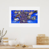 Katten in boom fantasievolle kunst poster (Keuken)