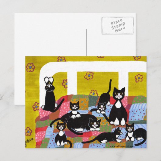Katten in Briefkaart met gebak (Voorkant / Achterkant)