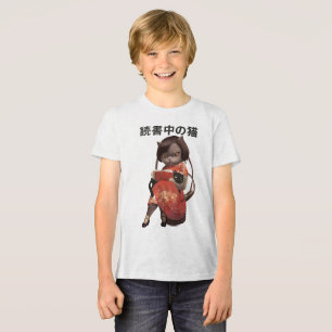 Katten in Cheongsam lezen - Retro Anime Kanji Kuns Tri-Blend Shirt