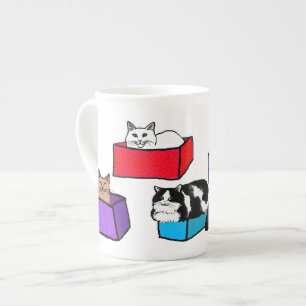 Katten in Colorful Boxes Bone China Mok