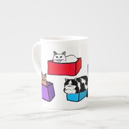 Katten in Colorful Boxes Bone China Mok (Links)