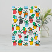 Katten in de bloempotten folie uitnodiging (Staand Voorkant)