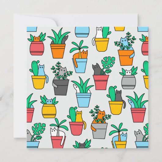 Katten in de bloempotten kaart (Voorkant)